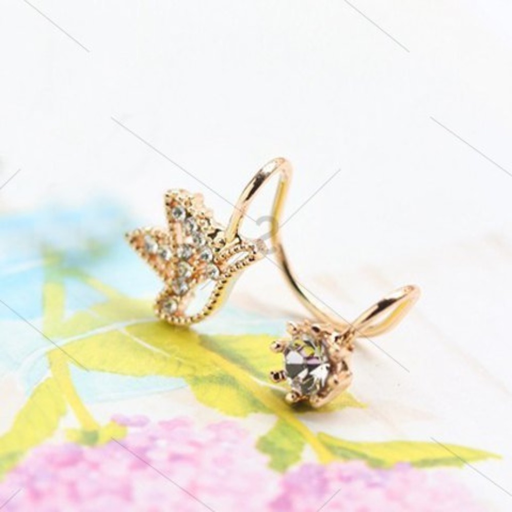 Rhinestone Embellished Ear Cuff - Rose Gold